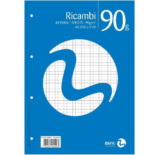 BE MORE RICAMBI NON RINFORZATI 90 GR 150X210 mm A5 40 FOGLI A QUADRETTI 4M BIANCO
